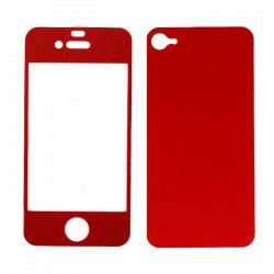 iPhone 4 4S Front and Back Body Screen Protector (Red)